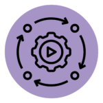 Gear wheel on purple circle