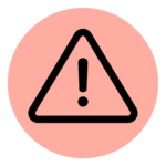 Icon of alert on pink circle. 