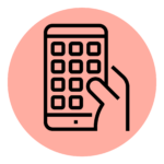 Icon of a mobile phone on a pink circle