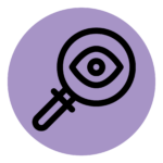 Icon of a magnifying glass on a purple circle