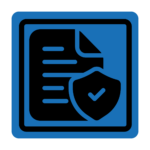 Icon of a checklist on blue background