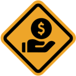 Icon of handing holding money on yellow background